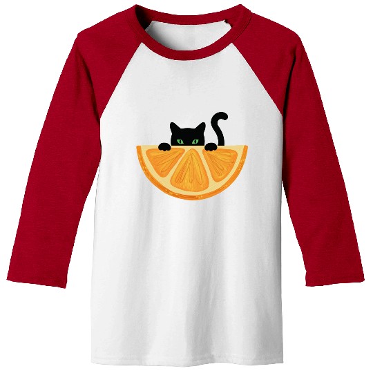 Are You see Me? Black Cat Hiding Behind Orange. Baseball Tees
