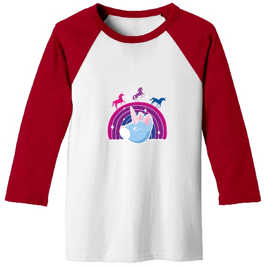 Kawaii Bisexual Pride Unicorn Bi Rainbow Baseball Tees