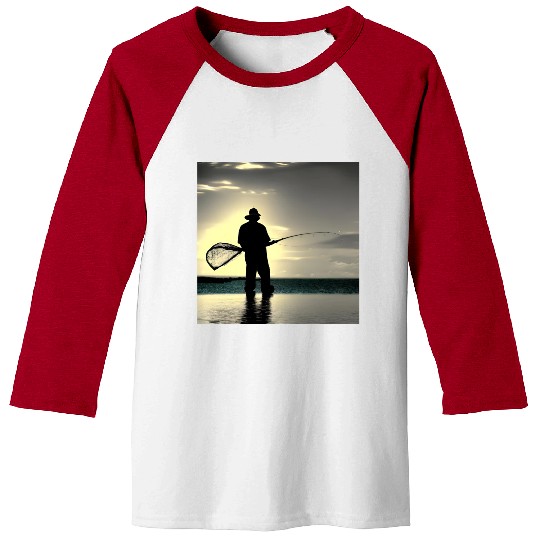 Fishing fish lifestyle fisherman with fishing rod Baseball Tees