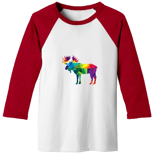 Moose Colorful Low Poly Art HUNTING Theme - Hunter Baseball Tees