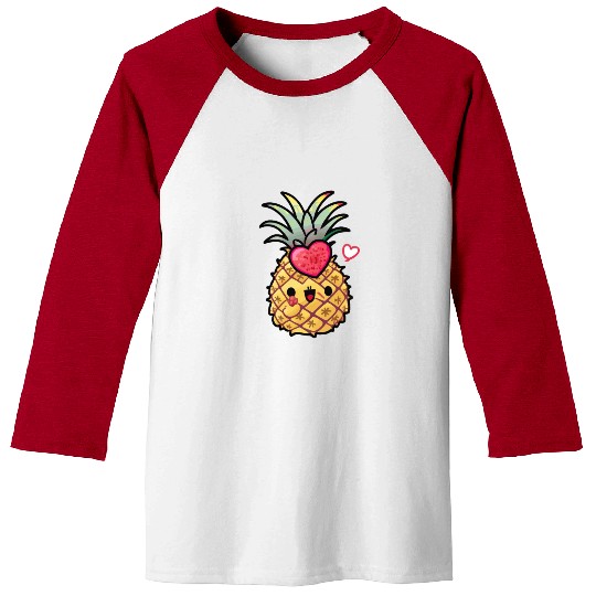 Cute Pineapple, Happy Pineapple Drawing, Baseball Tees