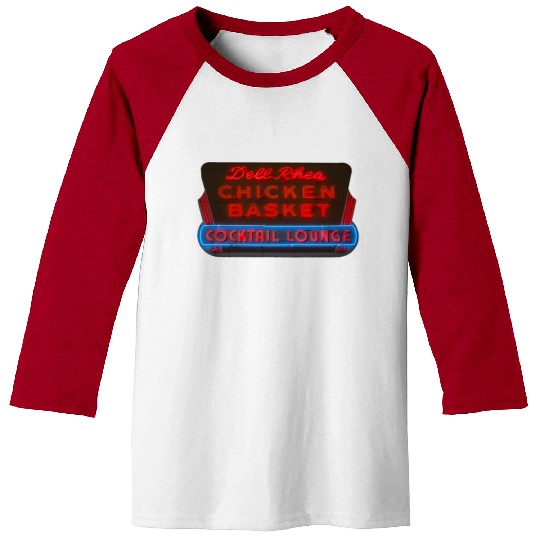 Del Rhea Chicken Basket Neon Sign Route 66 Baseball Tees