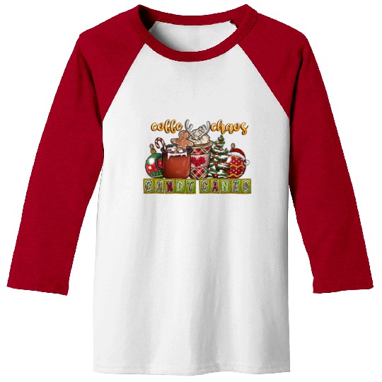 Coffe Chaos Candy Canes Baseball Tees