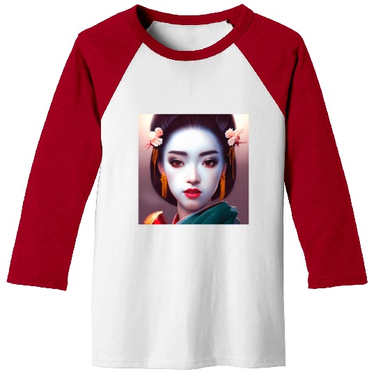 Geisha japanese woman Japan digital wall art Baseball Tees