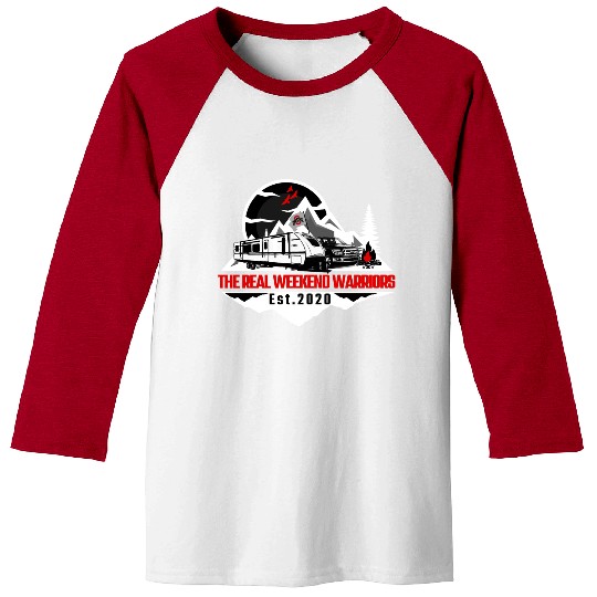 The Real Weekend Warriors Latest Logo in Red Baseball Tees