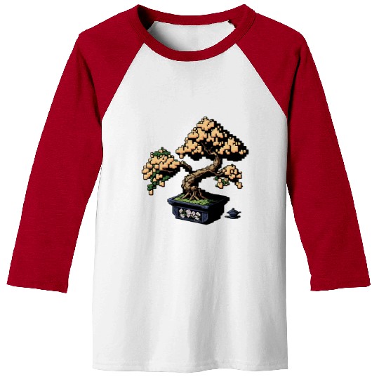 8 Bit Bonsai Tree Baseball Tees
