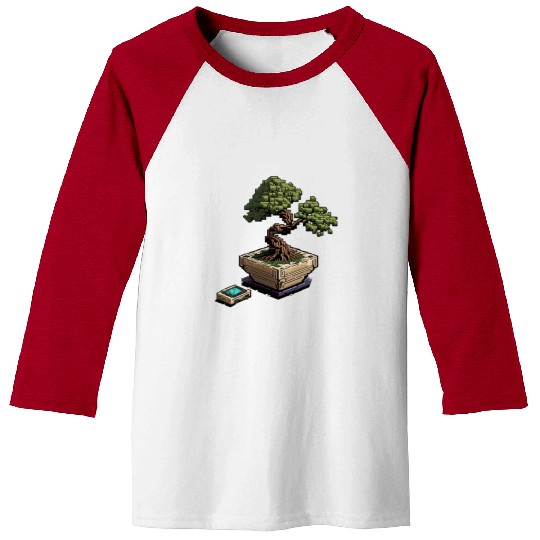 8 Bit Bonsai Tree Baseball Tees
