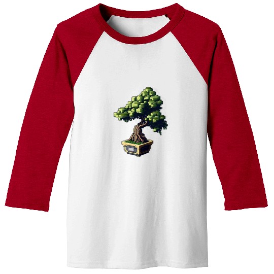8 Bit Bonsai Tree Baseball Tees