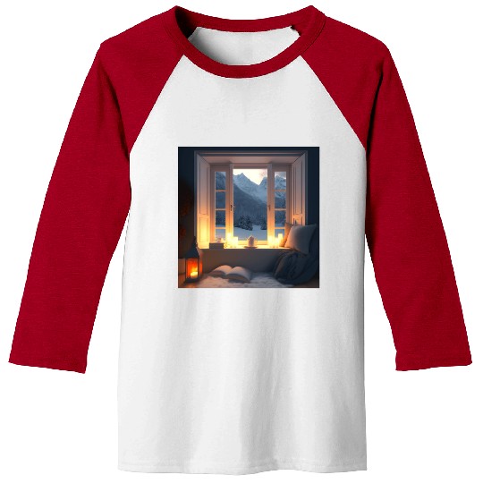 winter landscape hut in the snow mountains alps Baseball Tees