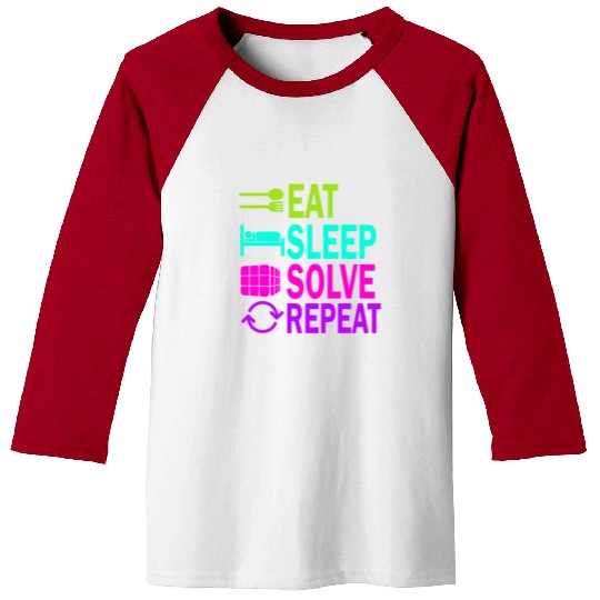 Eat Sleep Solve Repeat Math Speed Cubing Genie Baseball Tees