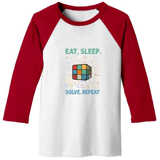 Eat Sleep Solve Repeat Math Speed Cubing Genie Baseball Tees