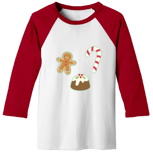 Cute Gingerbread Man Candy Cane and Christmas Baseball Tees