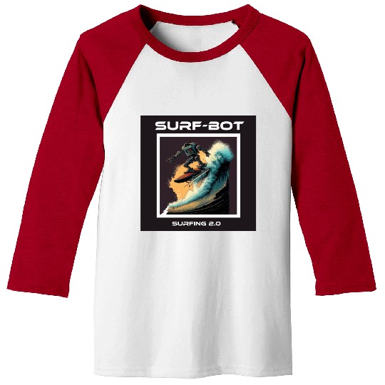 Surfing Robot 2.0 Baseball Tees