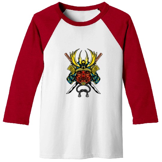 Japanese samurai warrior devil yellow mask Baseball Tees