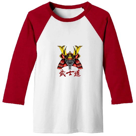 Japanese samurai warrior yellow horn mask Baseball Tees