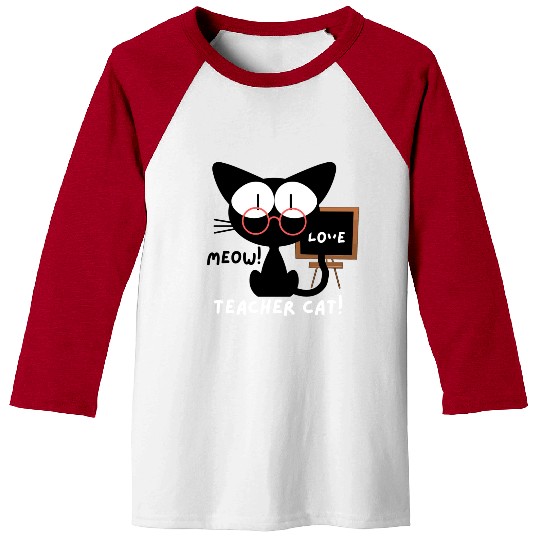 teacher cat, meow Baseball Tees