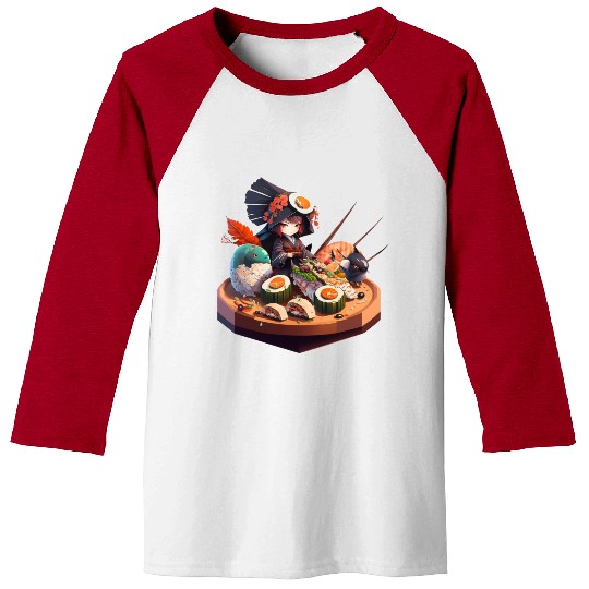 Beautiful Cute Anime Sushi Girl Baseball Tees