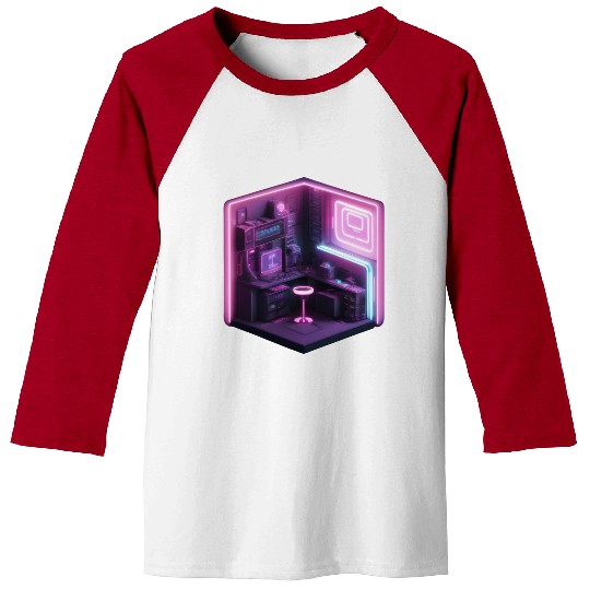 Isometric Modern Room Cube Baseball Tees