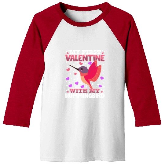 My First Valentine With My Hummingbird Animal Baseball Tees