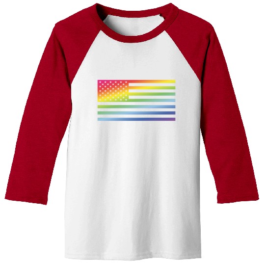 Stars And Stripes / Rainbow Flag (America) Baseball Tees