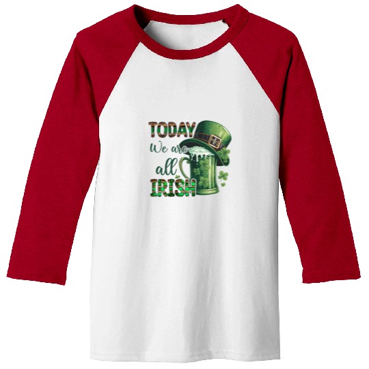 Mens St Patricks Day All Irish Green Shamrock Baseball Tees