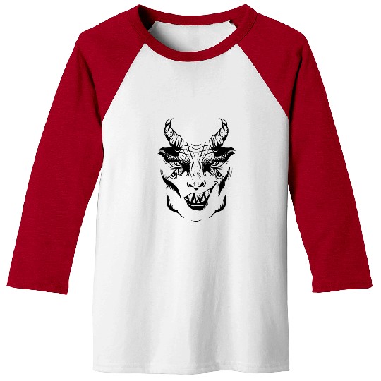 Scary devil face many eyes Scary devil face many e Baseball Tees