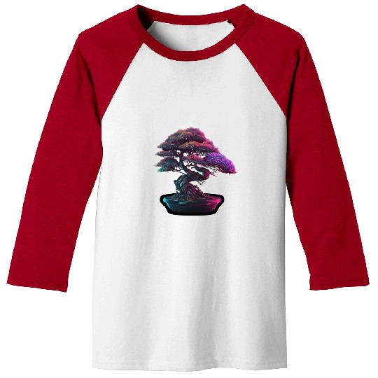 Synthwave Bonsai Tree Baseball Tees