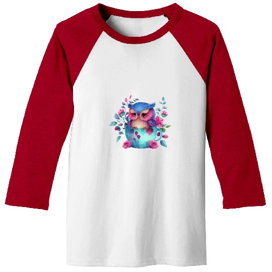 Owl Animal Cute Wild Bird Zoo Forest Nature Child Baseball Tees