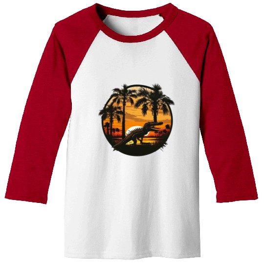 Florida Everglades Sunset Alligator and Palm Tree Baseball Tees