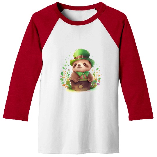 St Patrick's Day Irish Cute Sloth Saint Patrick Baseball Tees