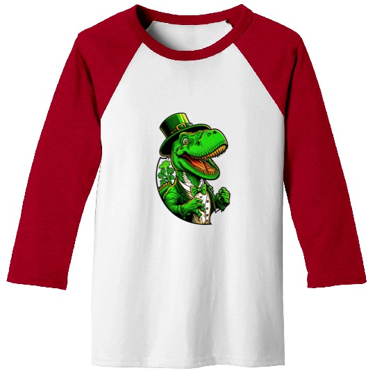 St Patricks Day T-rex Dinosaur With Top Hat Baseball Tees