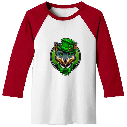 Cute Wolf St. Patrick's Day Hat With Green Eyes Baseball Tees