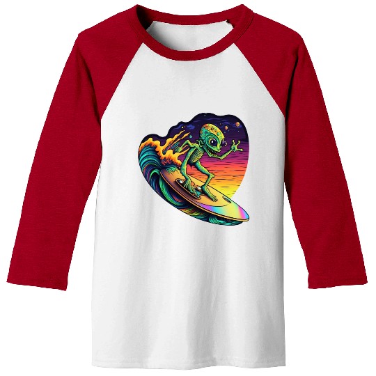 Alien Surfing Baseball Tees