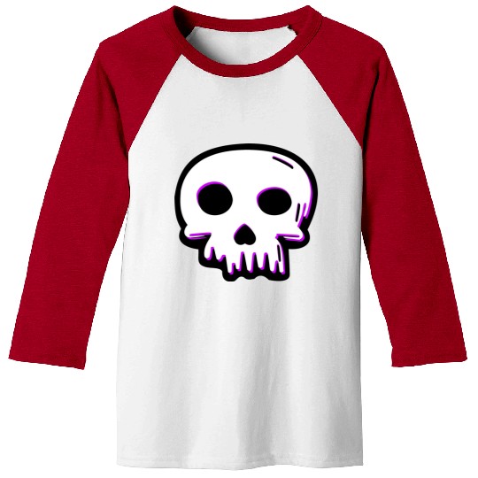 2D Vector Cartoony Synthwave Skull Baseball Tees