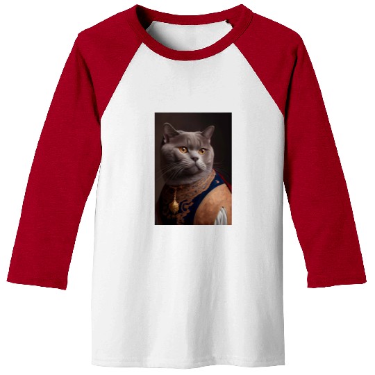 British Shorthair Cat Breed Portrait Royal Renaiss Baseball Tees