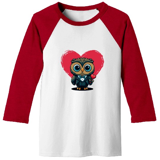 Valentine's Day Romance with Adorable Owl Groom Baseball Tees