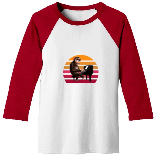 Monkey at the piano Baseball Tees