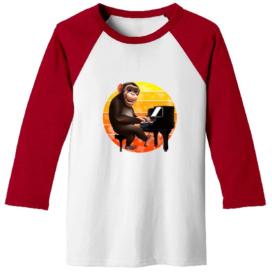 Monkey at the piano Baseball Tees