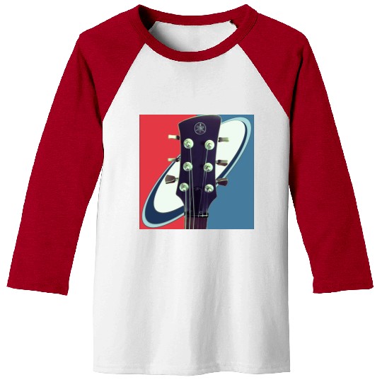 Red White Blue Rock and Roll Themed Guitar Baseball Tees