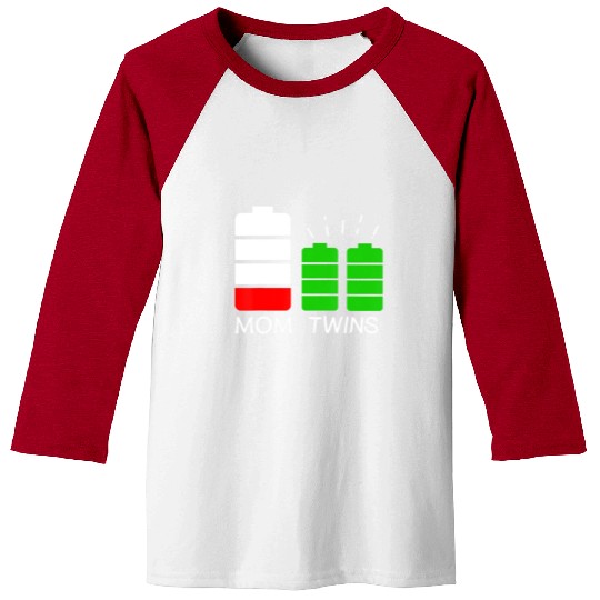 Twin Mom Low Battery Tired Mom Of Twins Baseball Tees