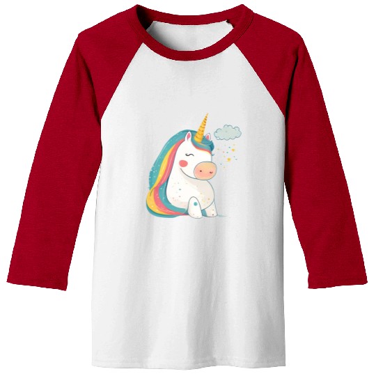 Rainbow Beauty: An Illustration of a Unicorn Pony Baseball Tees