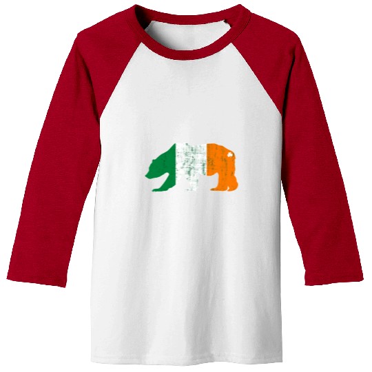 St Patricks Day Irish Flag Grizzly Bear Baseball Tees