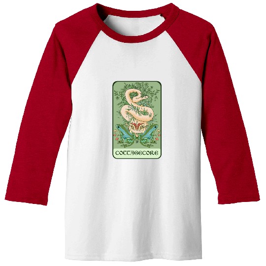 Tarot Card Goblincore Snake Cottagecore Frog Aesth Baseball Tees