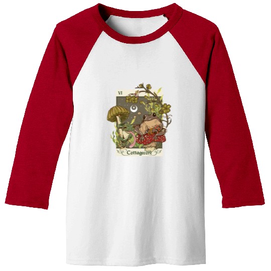 Swamp Mushroom Frog Cottagecore Tarot Card Aesthet Baseball Tees