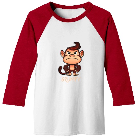 Grumpy Monkey Meme Aesthetic Bad Mood chimpanzee Baseball Tees