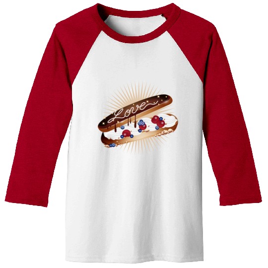 Illustration of an eclair with cream and love Baseball Tees
