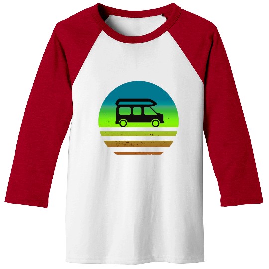 Camper Van Retro Sunset Vintage sun camping Baseball Tees