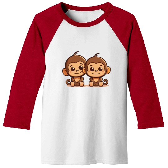 Monkeys siblings brother sister family love ape Baseball Tees