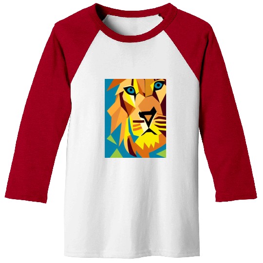 Abstract Geometric Lion Baseball Tees