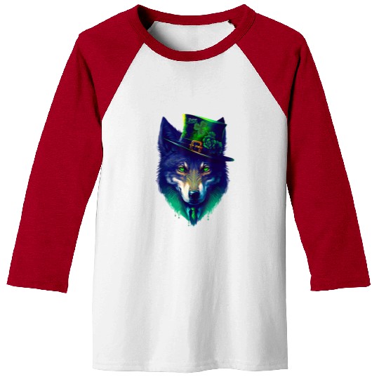 Wolf Irish Wolf Lover St Patricks Day Baseball Tees